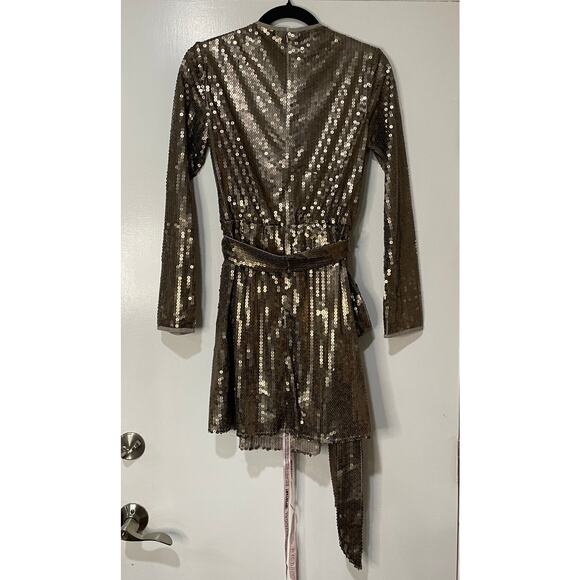 Mac Duggal Sequin Embellished Long Sleeve High Neck Mini Dress 10789 size 4 NWT - Picture 10 of 15
